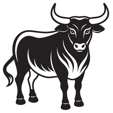 recommend clip art: Bull line art silhouette vector illustration