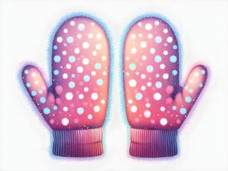 abstract pastel glow Christmas The pink mittens symbol filled with dots
