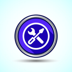 Obraz premium Service Icon Design Illustration, Maintenance Tools Icon For Apps and Websites, Blue Shadow Button Design