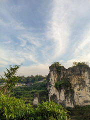 Beautiful view of the limestone hills in Tripe subdistrict, Lamongan district, East Java, Indonesia