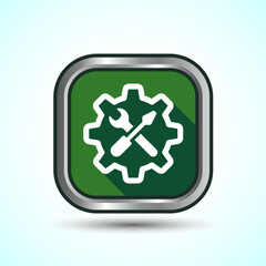 Service Icon Design Illustration, Maintenance Tools Icon For Apps and Websites, Green Shadow Button Design