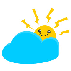 Smiling sun and blue cloud vector