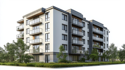 Apartment with garden isolate on transparency background