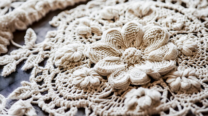 Intricate Crochet Doily with Floral Patterns