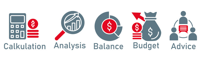 Accounting banner web icon vector illustration concept for business and finance with an icon of the audit, analysis, balance, budget, calculation, and advice