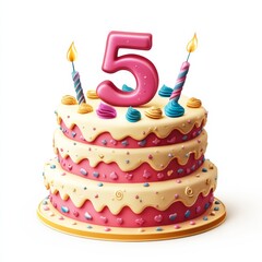 5 year birthday cake with candles