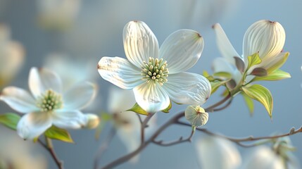 Fototapeta premium Delicate White Dogwood Blossoms in Spring