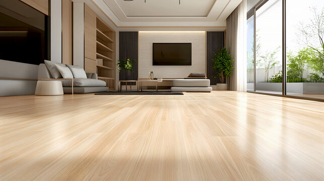 Modern Living Space with Maple Wood Flooring