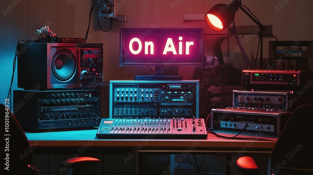 Fototapete A live radio broadcast in progress, with an 
