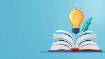 Flat representation of a virtual world emerging from a book, symbolizing innovative ideas in education, pastel color palette