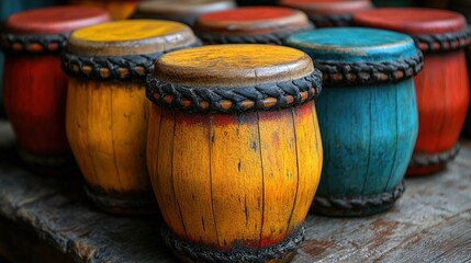 Fototapeta premium Close-Up View of Vibrant Wooden Bonfire Logs with Rich Colors and Textures for Nature Lovers