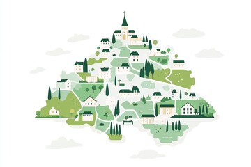 Fototapeta premium Detailed Illustration of a Colorful Map of France Featuring Regions, Landmarks, and Geographic Details