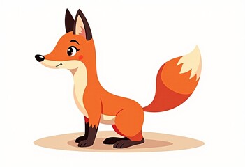 Obraz premium Playful Fox Character: Adorable Cartoon Animal on White Background - Ideal for Branding, Educational Materials & Fun Digital Creations