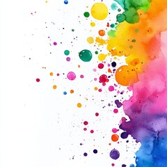 Obraz premium Watercolor painting of colorful bubbles floating through the sky, on isolated white background