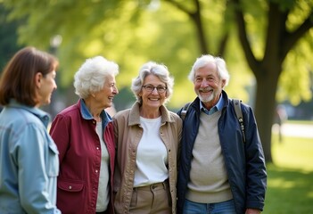 Thriving in Seniority: Candid Snapshots of Elderly Bonding in Parks - Real-Life Amateur Photography Celebrating Wellness Aging & Outdoor Happiness