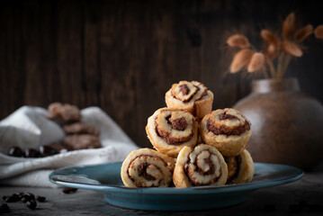 Plate with Cinnamon Rolls and Chocolates