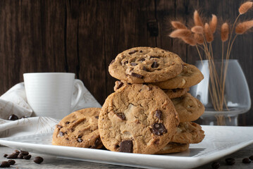 Plate of Cookies with Chocolate Chips
