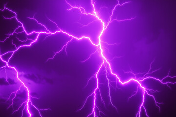 Vivid Pink and Purple Lightning in the Dark, Energetic Burst of Light.generative AI