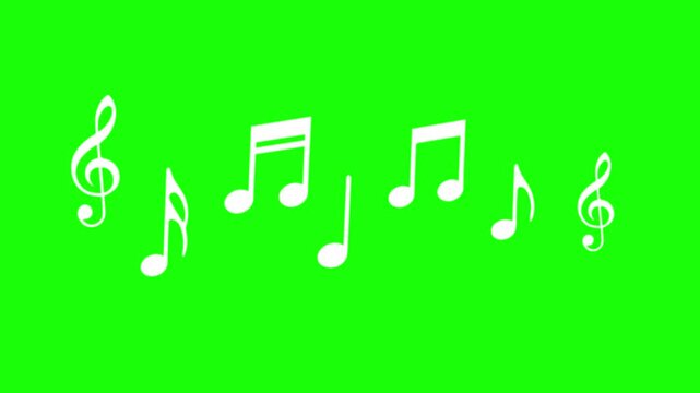 note music animated icon symbol note music do re mi fa sol la si do green screen 4k looping
