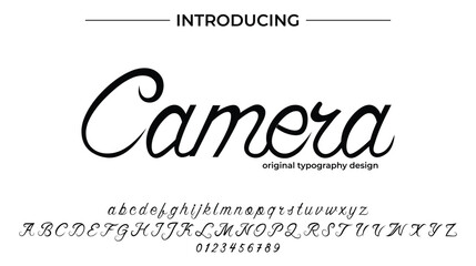 Camera Font Stylish brush painted an uppercase vector letters, alphabet, typeface