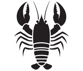 Lobster Silhouette Vector, Shrimp silhouette, Fish vector