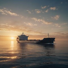 Fototapeta premium ship at sunset