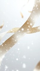 A sleek anniversary design showcases a gold ribbon adorned with delicate sparkles on white
