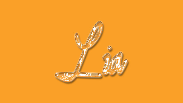 3D Thick Transparent Liquid text effect of name Lia on Yellow Background.