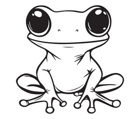 Tom jerry style frog cartoon, Outline frog, Frog colouring page for kids