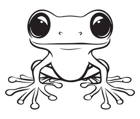 Tom jerry style frog cartoon, Outline frog, Frog colouring page for kids