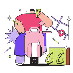 Man on scooter looking at map on phone