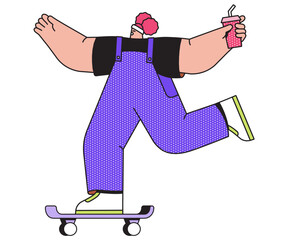 Girl with drink on skateboard © Icons8