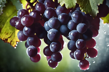 Fototapeta premium Vivid close-up shot of a grape with water droplets