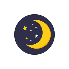 Moon Icon In Circle Button. Icon for Website or Mobile Phone