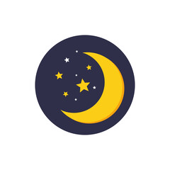 Moon Icon In Circle Button. Icon for Website or Mobile Phone