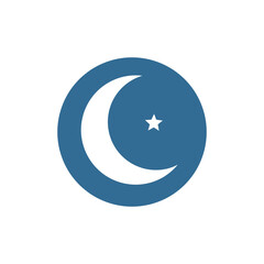 Moon Icon In Circle Button. Icon for Website or Mobile Phone