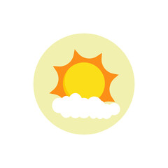 Sun in circle icon islolated on white background