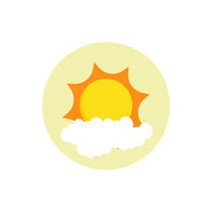 Sun in circle icon islolated on white background