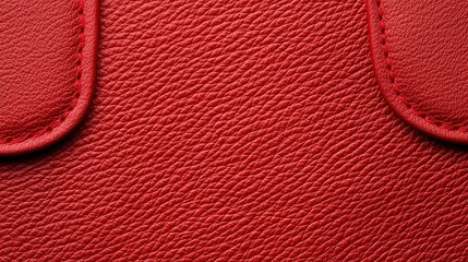 Red Leather Texture Background   Close Up  Stitched Detail  Grainy Surface
