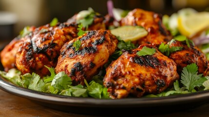 Fototapeta premium plate of tandoori chicken. menu india food