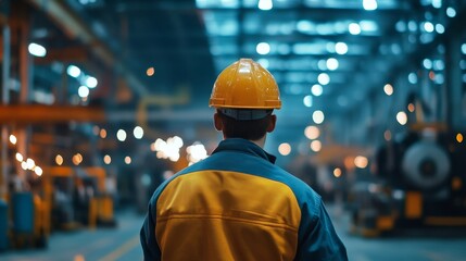 Industrial engineer monitoring machines in factory working area. concept safety in working area.
