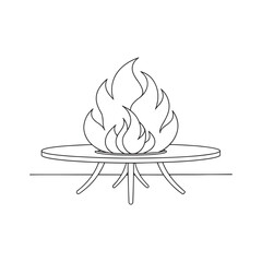 Outdoor Fire Pit Table Seasonal Furniture Furniture isolated continuous line art flat vector illustration on white background