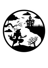 Werewolf | Wolf Man | Howling Wolf | Monster | Mythical Creature | Half Human Half Wolf | Horror | Wild Creature | Original Illustration | Vector and Clipart | Cutfile and Stencil