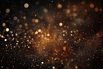 Golden bokeh lights on dark background