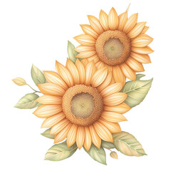 Fototapeta premium sunflowers Frame watercolor on Transparent background