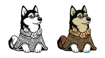 Dog Mandala Coloring page for adult editable vector illustration design