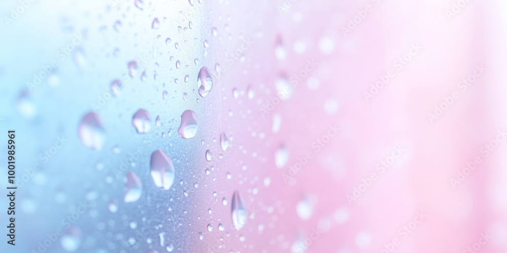Poster macro shot of droplets on a glass surface with soft pastel gradient background