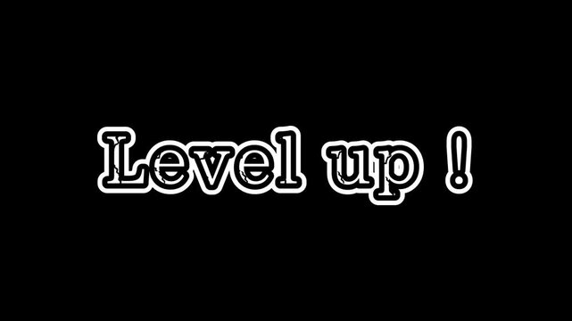 Level up text with screen effects of technological. White background