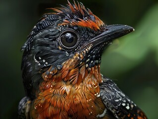 Close-Up Portrait of a Colorful Bird with Striking Feathers
