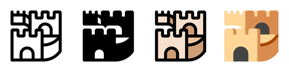 Editable wall, castle, fortress vector icon. Landmark, monument, ancient, building, architecture. Part of a big icon set family. Perfect for web and app interfaces, presentations, infographics, etc
